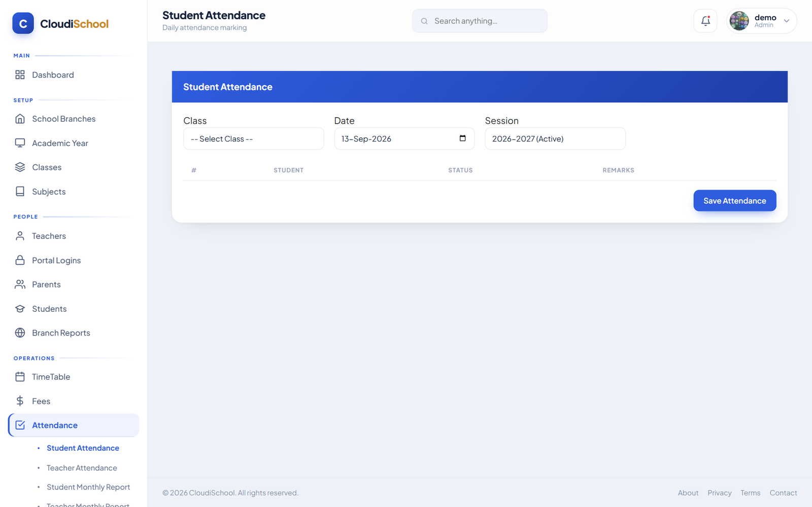 CloudiSchool Smart Student Attendance System and Biometric Register